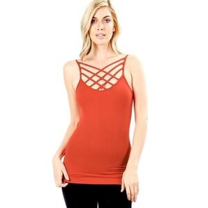 Zenana Women's Seamless Criss‎ Cross Copper Tank Top Large/X-Large